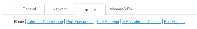 Netgear 6100D Router Settings Sub-menu