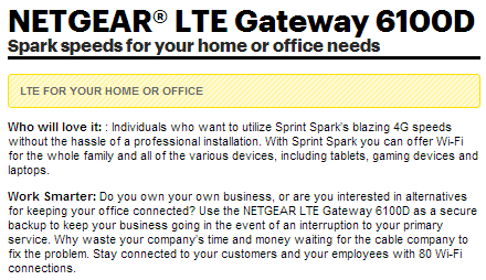 Sprint LTE for Home or Office (Yeah, right)